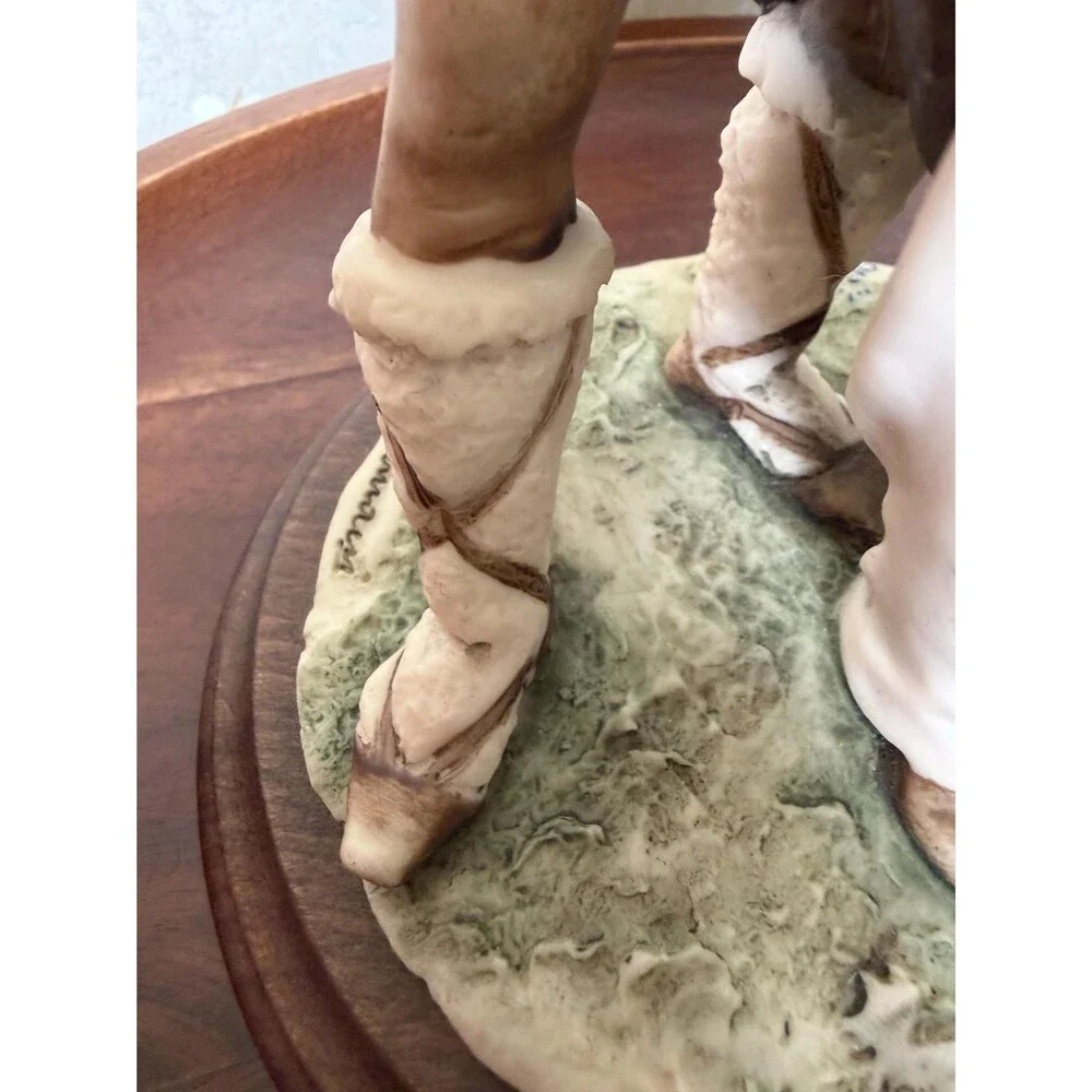 VTG Giuseppe Armani Boy and Girl with Lamb Figurine Statue on Wood Base